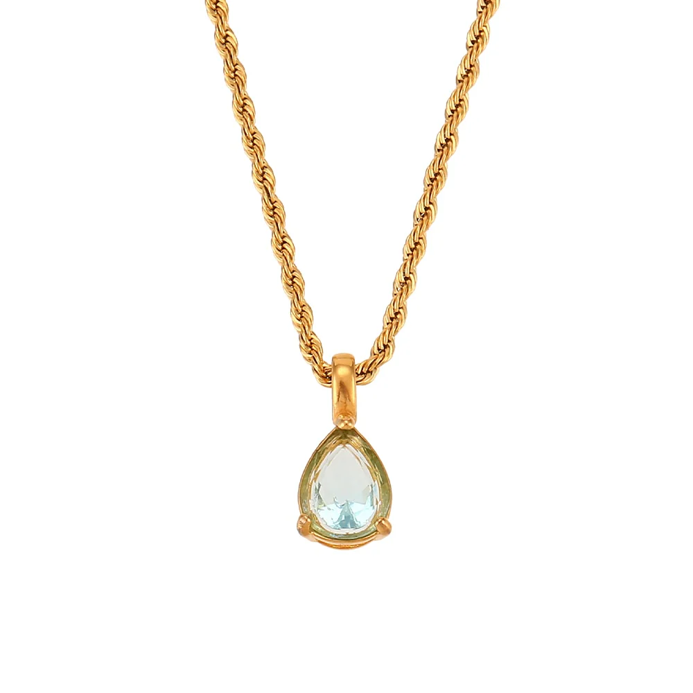 Waterdrop Birthstone Rope Chain Necklace - Image 21