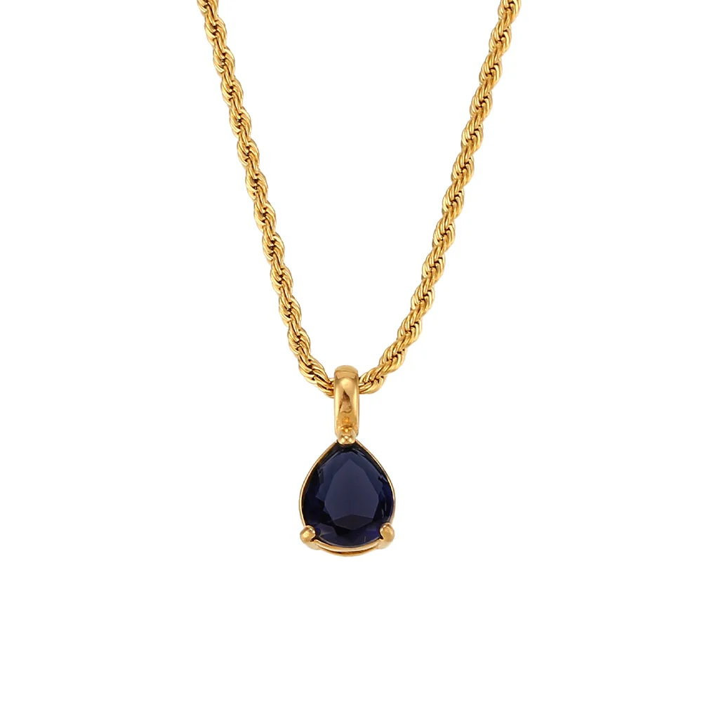 Waterdrop Birthstone Rope Chain Necklace - Image 22